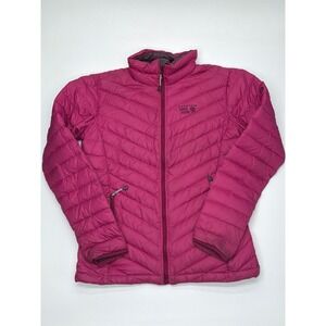 Mountain Hardwear Womens Down Puffer Jacket Magenta Pink Chevron Quilted XS‎
